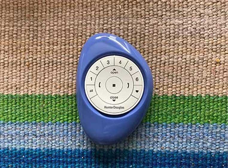 Hunter Douglas remote on woven frabric